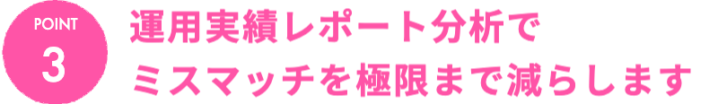 運用実績レポート分析でミスマッチを極限まで減らします